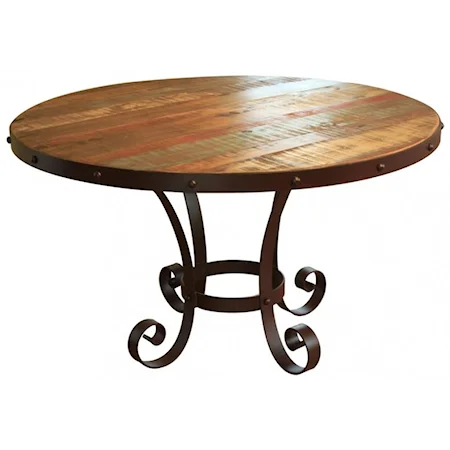 Rustic Multicolor 51" Round Table with Iron Base